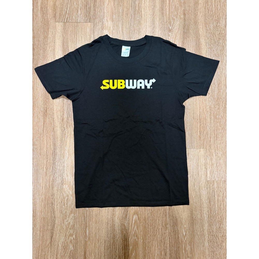 Subway Restaurant Employee Uniform Graphic T-Shirt Black‎ Mens Small Logo Tee